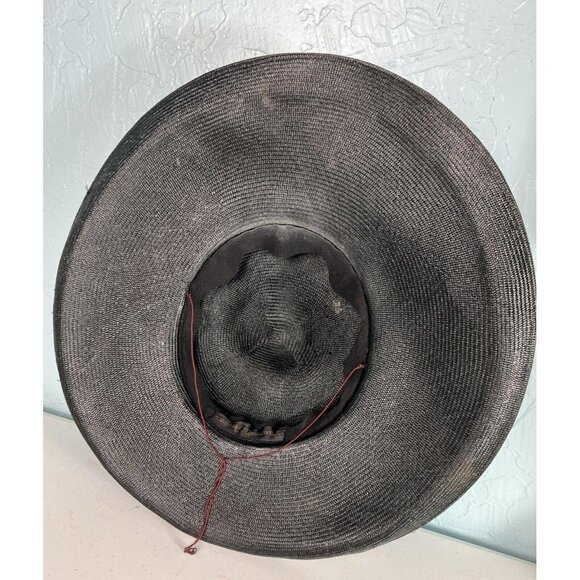 Vintage Baroncelli Andrea flat crown upturn fedora straw hat Bergere main image 7